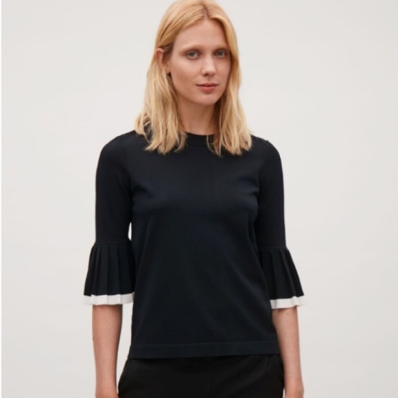 COS Tops - NEW COS Black Bell Sleeve Knit Blouse Top